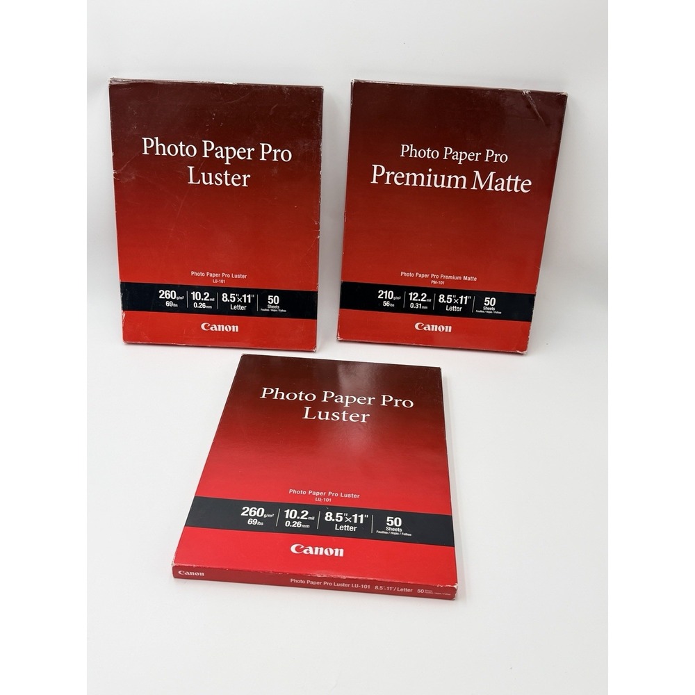 Canon Photo Paper Lot 3 Packs Pro Luster & Matte 8.5x11 Professional Photography